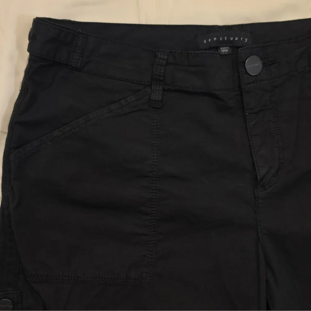 Sanctuary Women's Black Solid Chino Shorts 28 Flat Front Pockets Button #98